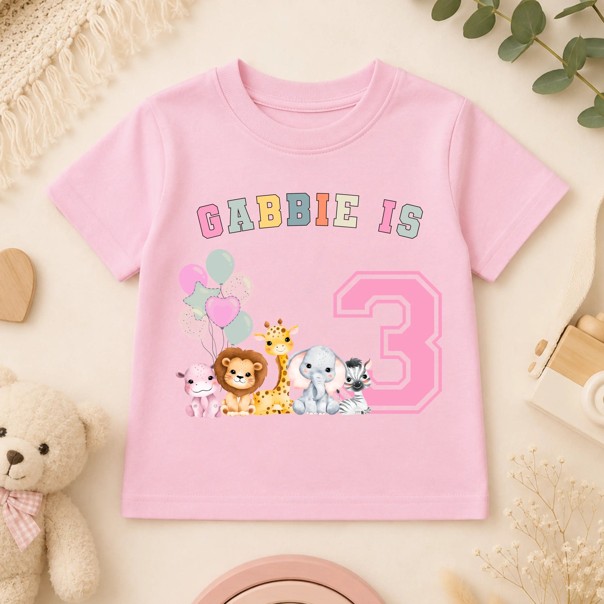 Personalised Safari Birthday T-Shirt for Girls - Custom Jungle Animal Birthday Shirt AishaBaileyDesigns