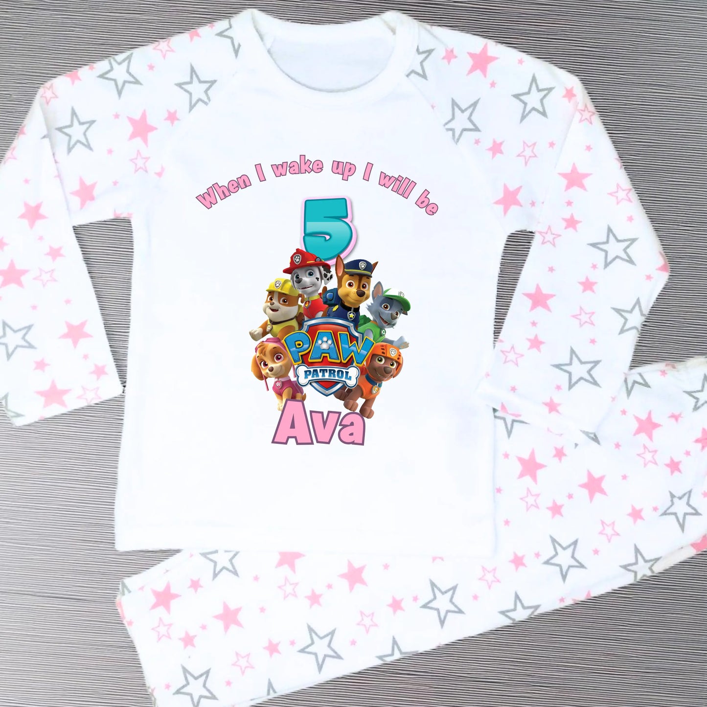 Girls Personalised Paw Patrol Birthday Pyjamas  - any name and age AishaBaileyDesigns