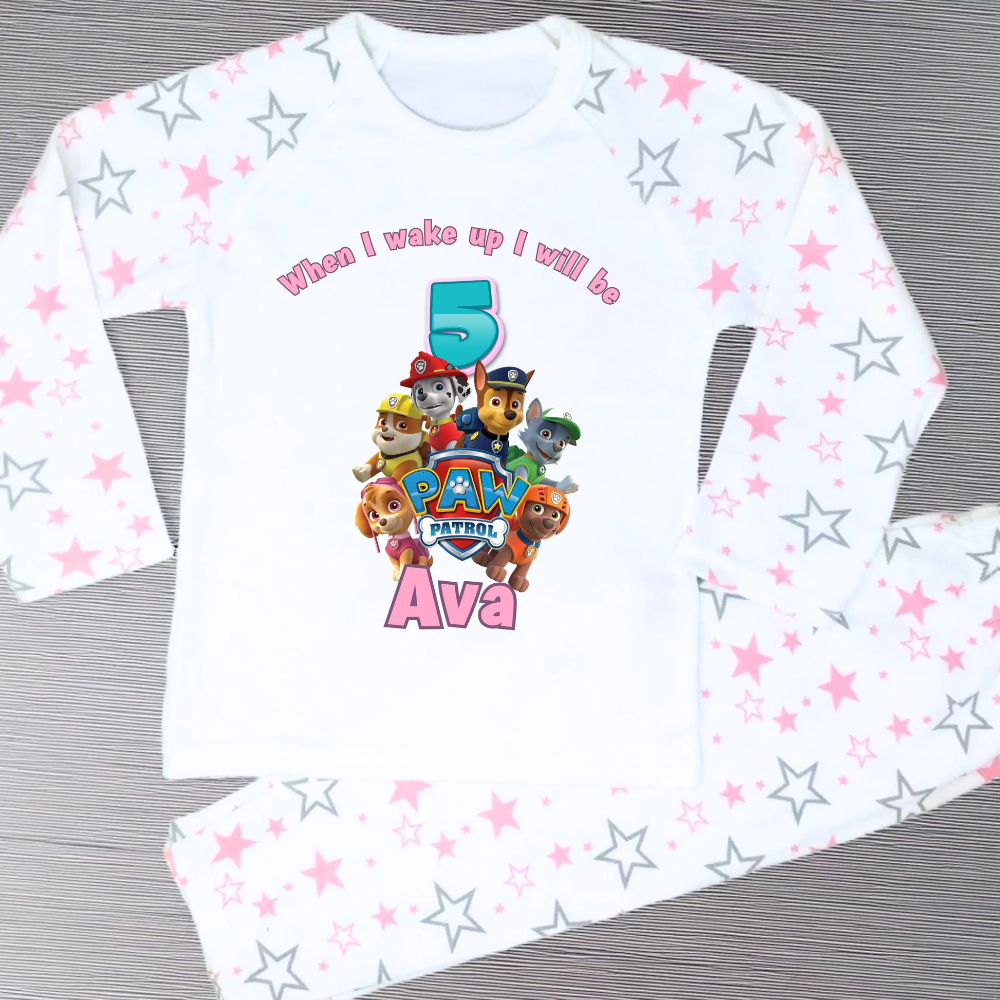 Girls Personalised Paw Patrol Birthday Pyjamas  - any name and age AishaBaileyDesigns