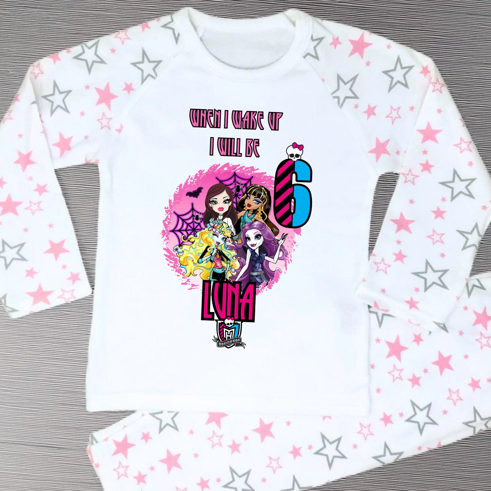 Girls Personalised Monster High Birthday Pyjamas - When I Wake up I Will Be AishaBaileyDesigns