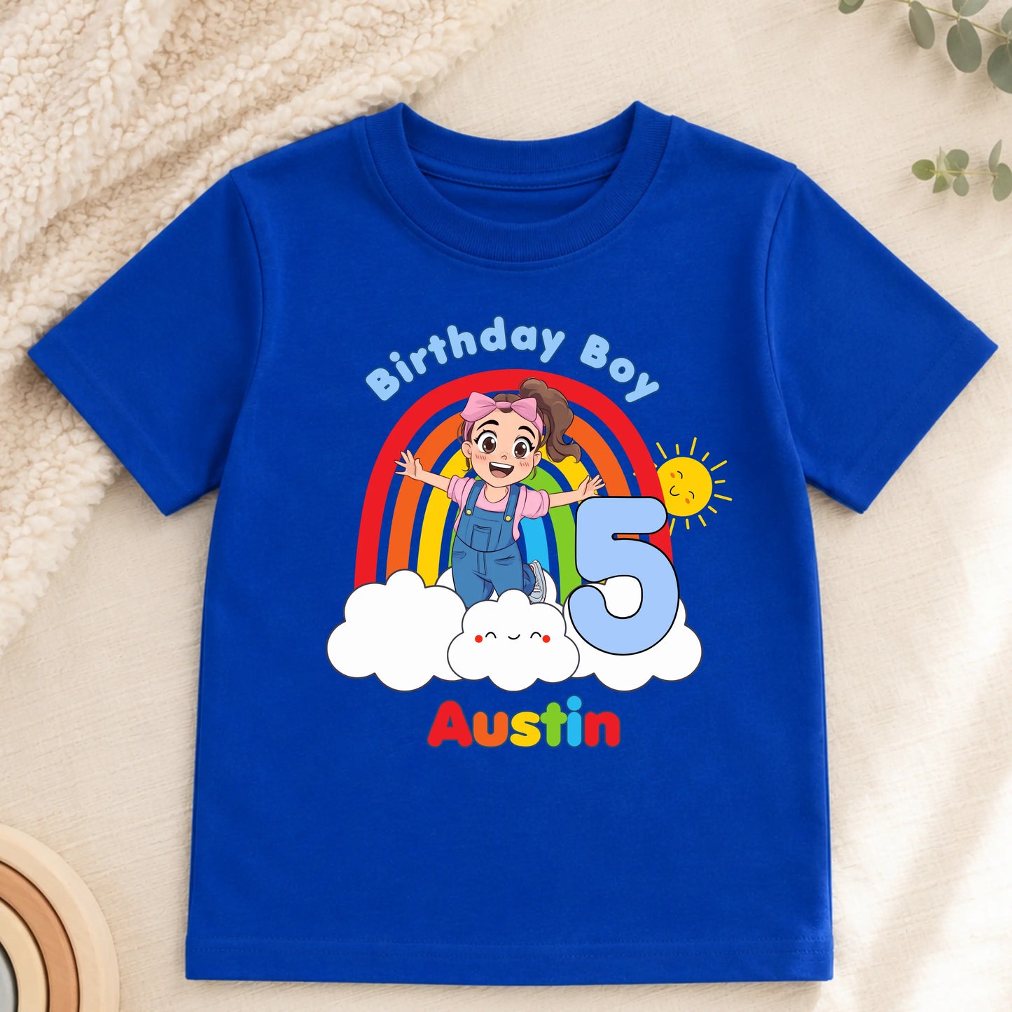 Ms Rachel Birthday Boy T-Shirt – Personalised Rainbow Boys Tee AishaBaileyDesigns