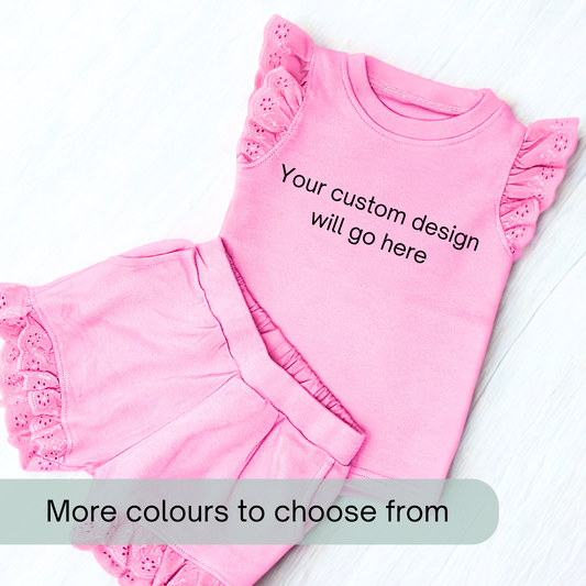 Girls Top and Shorts Custom Service, custom outfit personalised, any text any design, character birthday outfit, personalised gifts