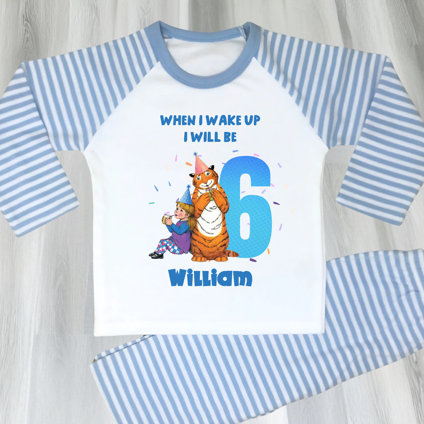 Personalised The Tiger Who Came For Tea Birthday Pyjamas for Boys