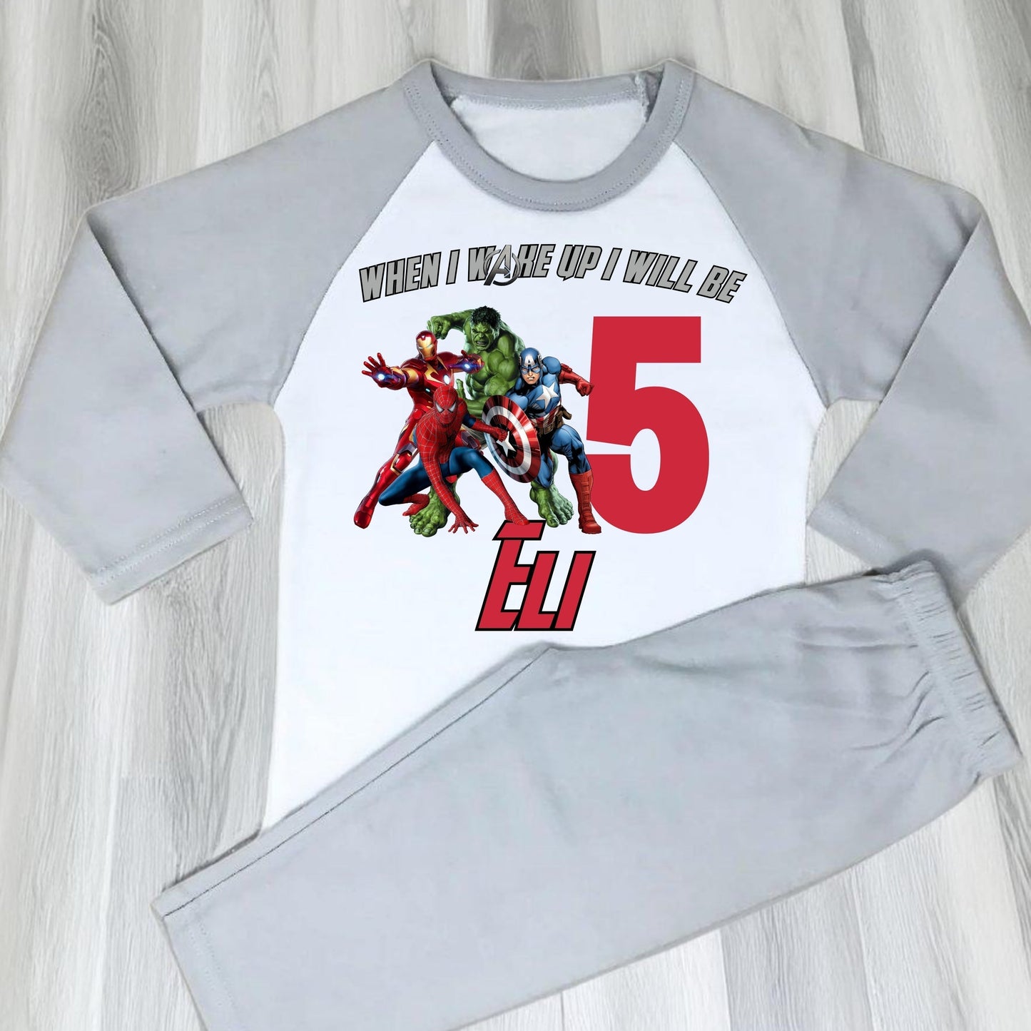 Avengers Birthday Pyjamas - Personalised Superhero Avengers Sleepwear for Boys, avengers birthday pjs, personalised avengers pajamas, superhero birthday pjs