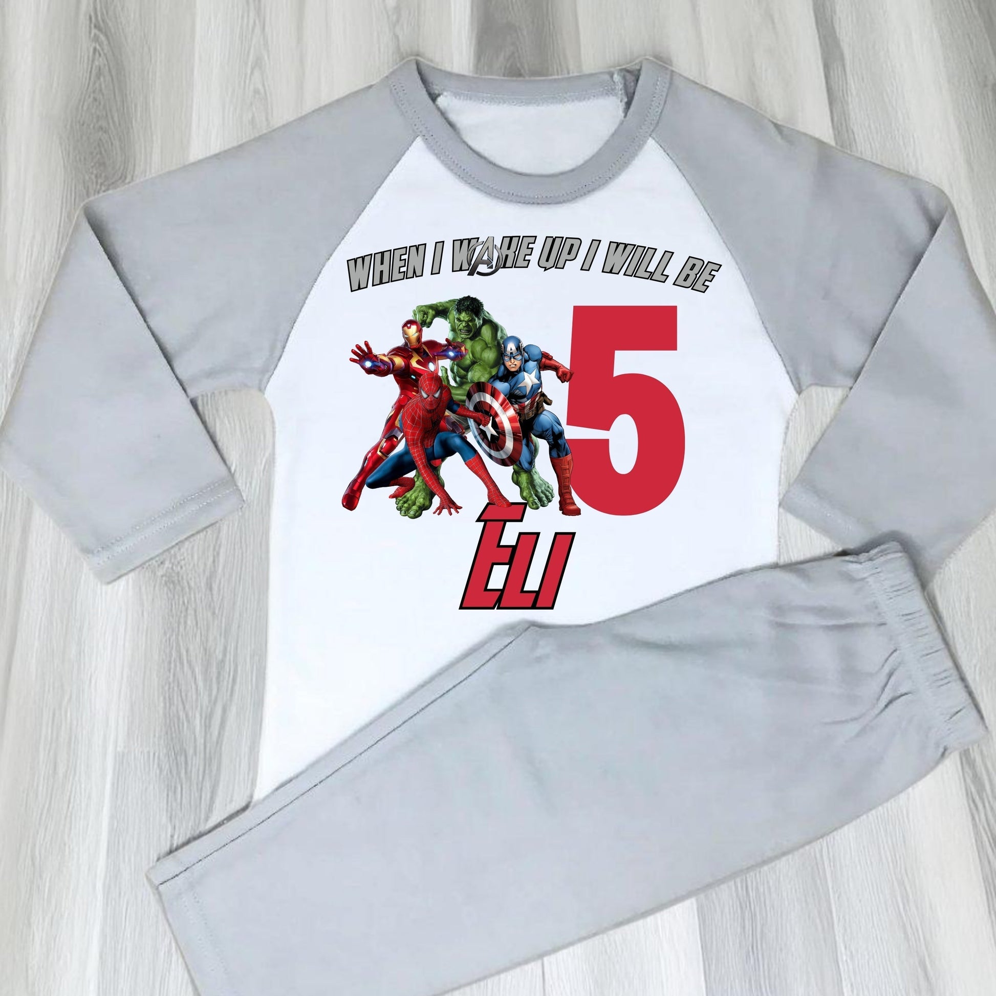 Avengers Birthday Pyjamas - Personalised Superhero Avengers Sleepwear for Boys, avengers birthday pjs, personalised avengers pajamas, superhero birthday pjs