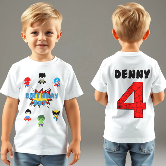 Birthday T-shirt for Boys - Personalised Superhero Birthday Tee