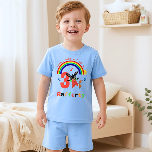 Personalised Bing Bunny Birthday Pyjamas for Boys – Custom Name & Age Short PJ Set AishaBaileyDesigns