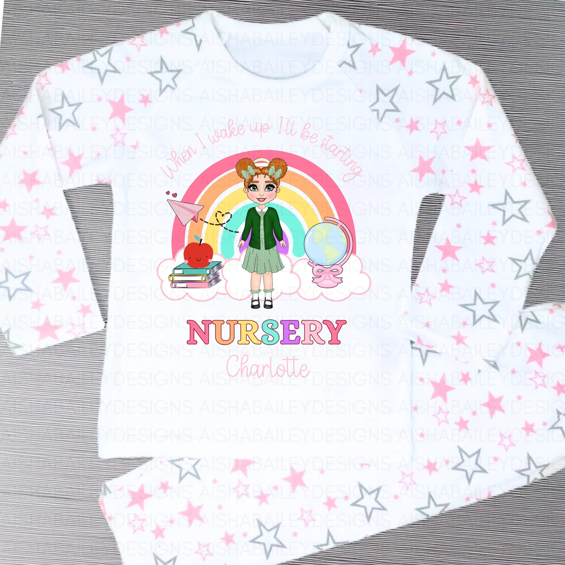 Personalised Back to School Pyjamas for Girls | Custom School Girl PJs AishaBaileyDesigns