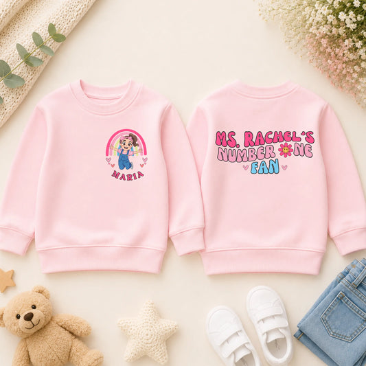 Personalised Ms Rachel Sweatshirt for Girls: Ms Rachel's Number One Fan Sweatshirt for Everyday Wear AishaBaileyDesigns