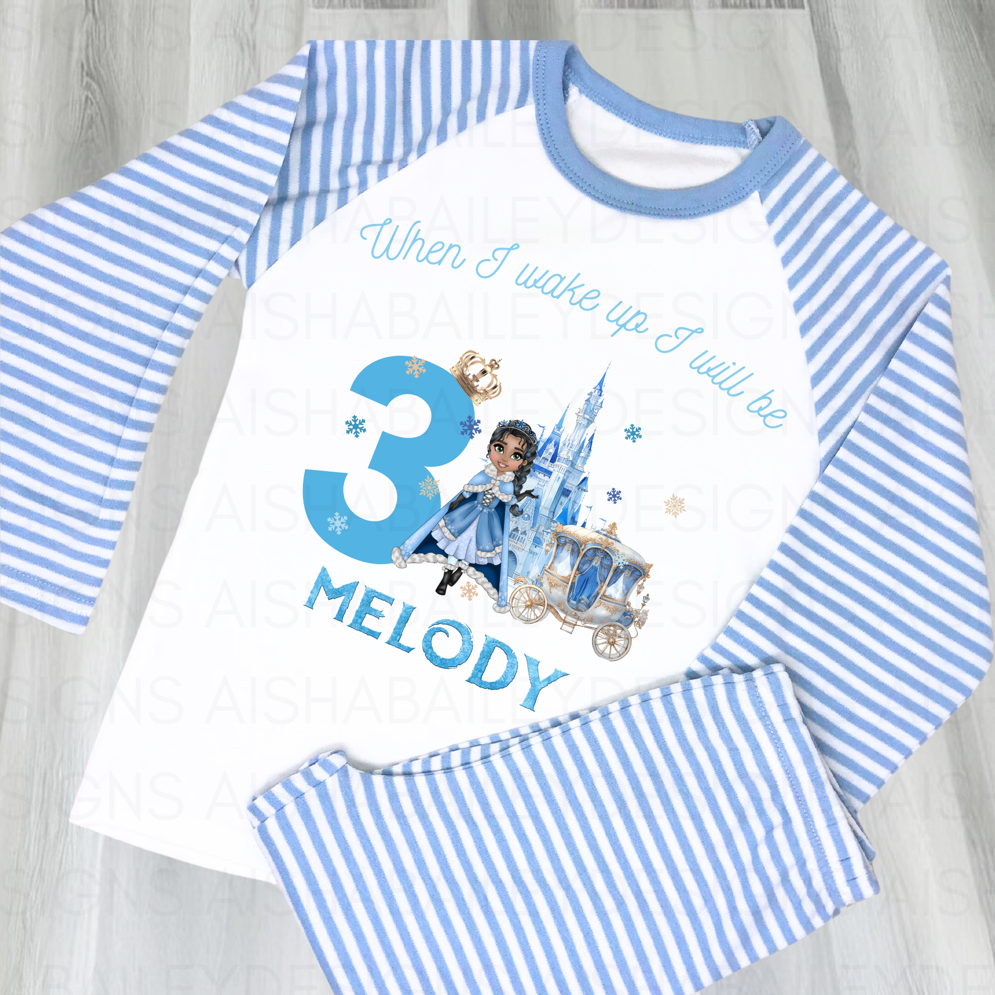 Princess birthday pyjamas, girls when i wake up I will be, personalised pjs, girls birthday pyjamas, girls princess pajamas