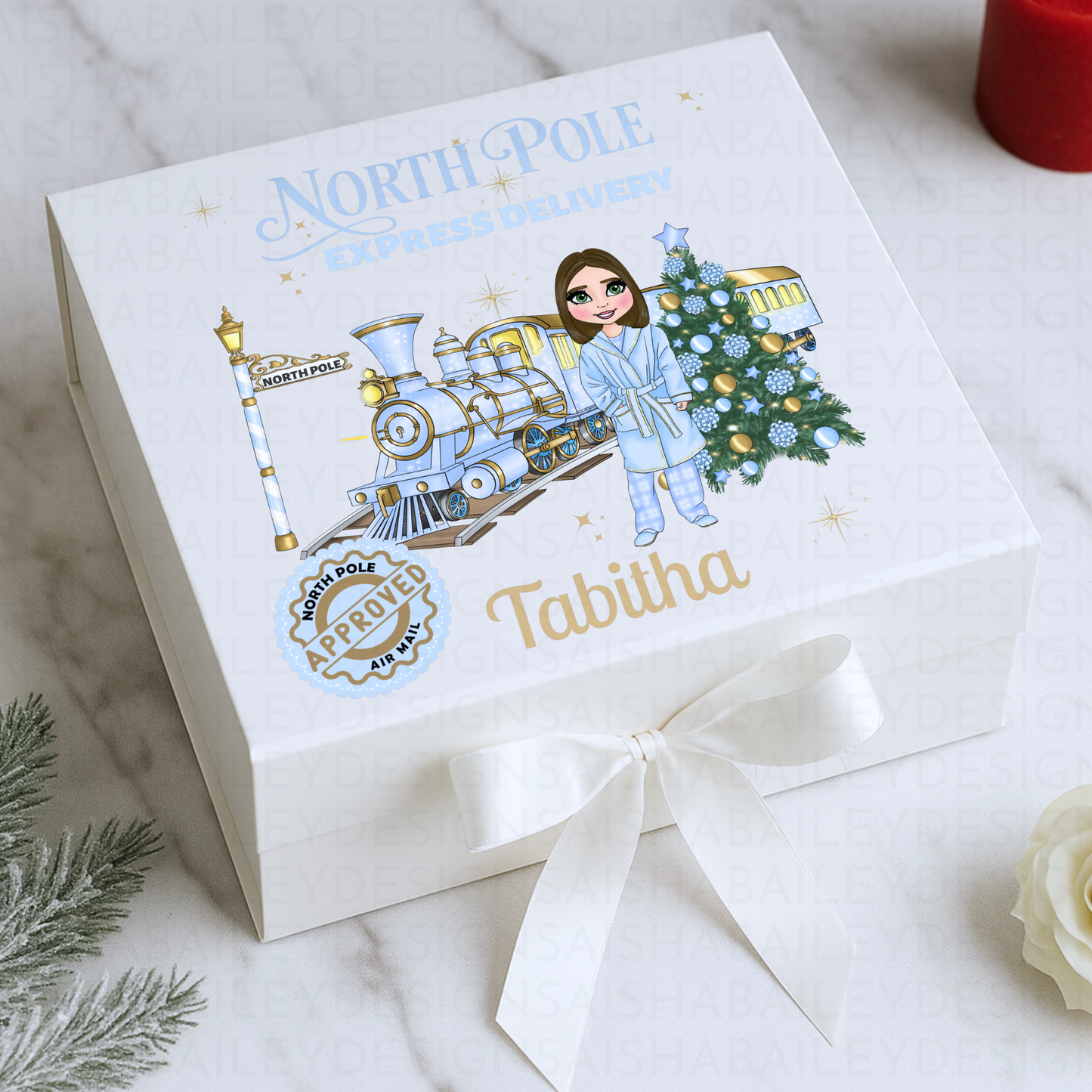 Christmas gift box, polar express themed christmas eve box, personalised Christmas gift box
