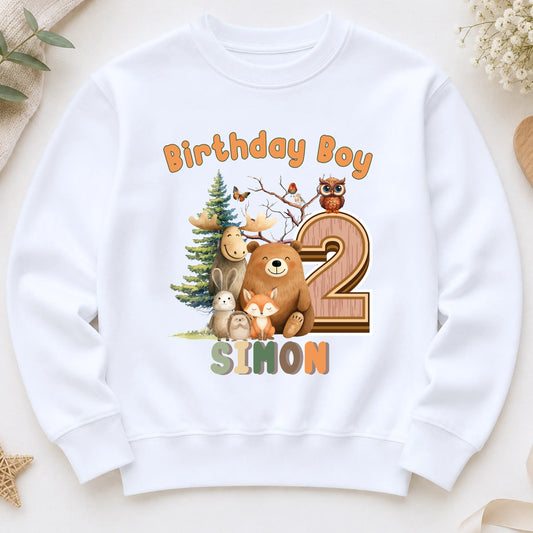 Personalised Boys Sweet Woodland Animal Birthday Sweatshirt AishaBaileyDesigns