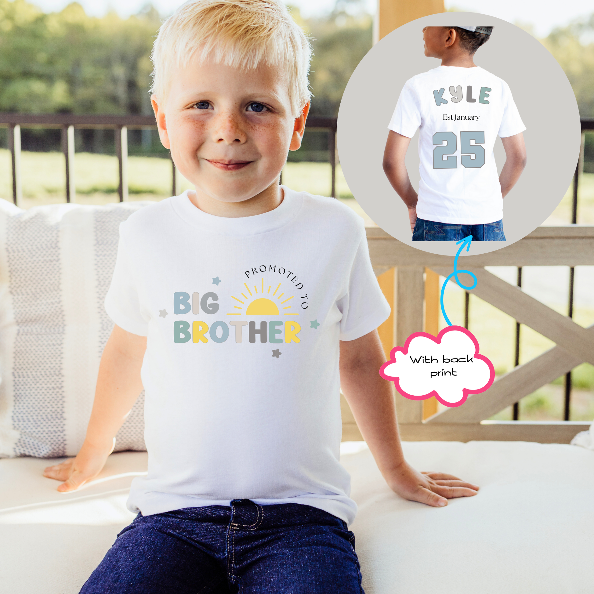 Baby Announcement Personalised T-Shirt: Promoted to Big Brother
