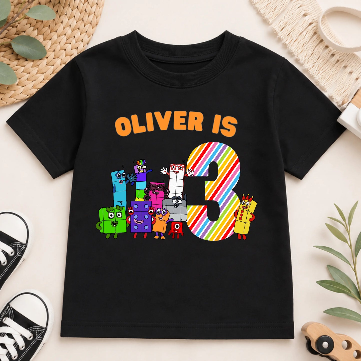 Boys Personalised Numberblocks Birthday T-shirt  - any name and age AishaBaileyDesigns