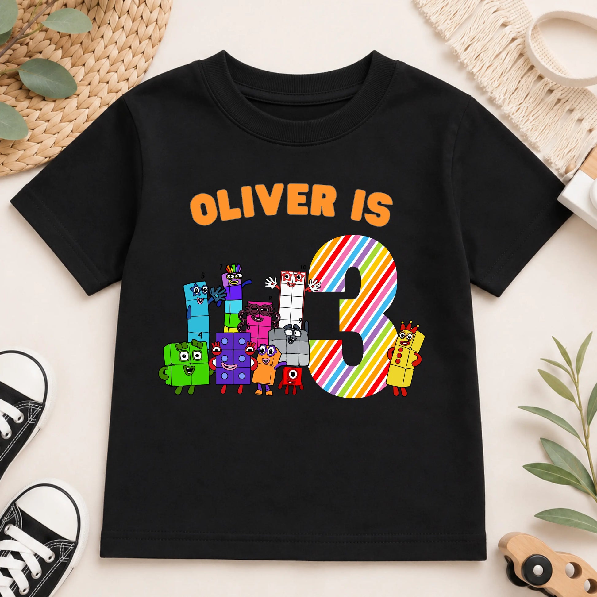 Boys Personalised Numberblocks Birthday T-shirt  - any name and age AishaBaileyDesigns