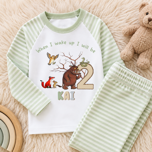 Personalised Boys Gruffalo Birthday Pyjamas with custom name and age