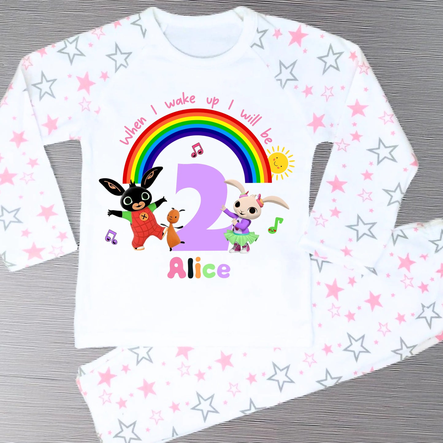 Personalised Bing and Coco Birthday Pyjamas for Girls, When I Wake up I Will Be AishaBaileyDesigns