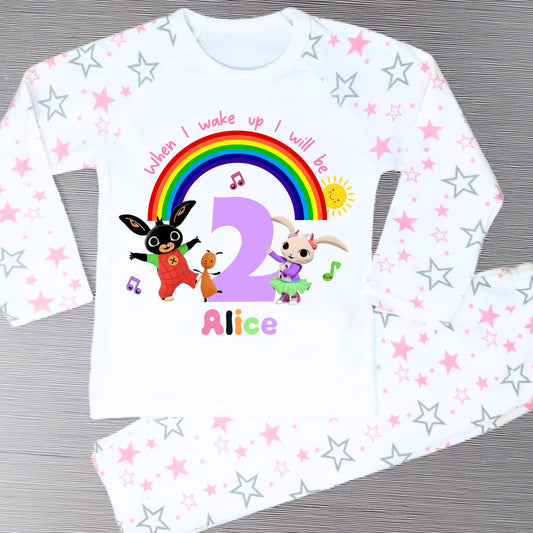 Personalised Bing and Coco Birthday Pyjamas for Girls, When I Wake up I Will Be AishaBaileyDesigns