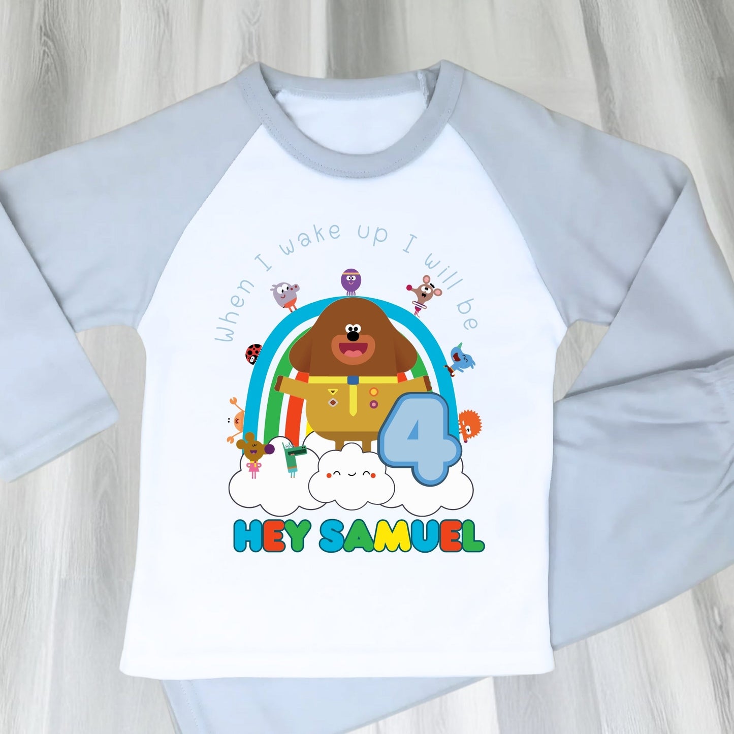 Hey Duggee birthday pyjamas, boys hey duggee pjs, personalised hey duggee, duggee birthday pjs