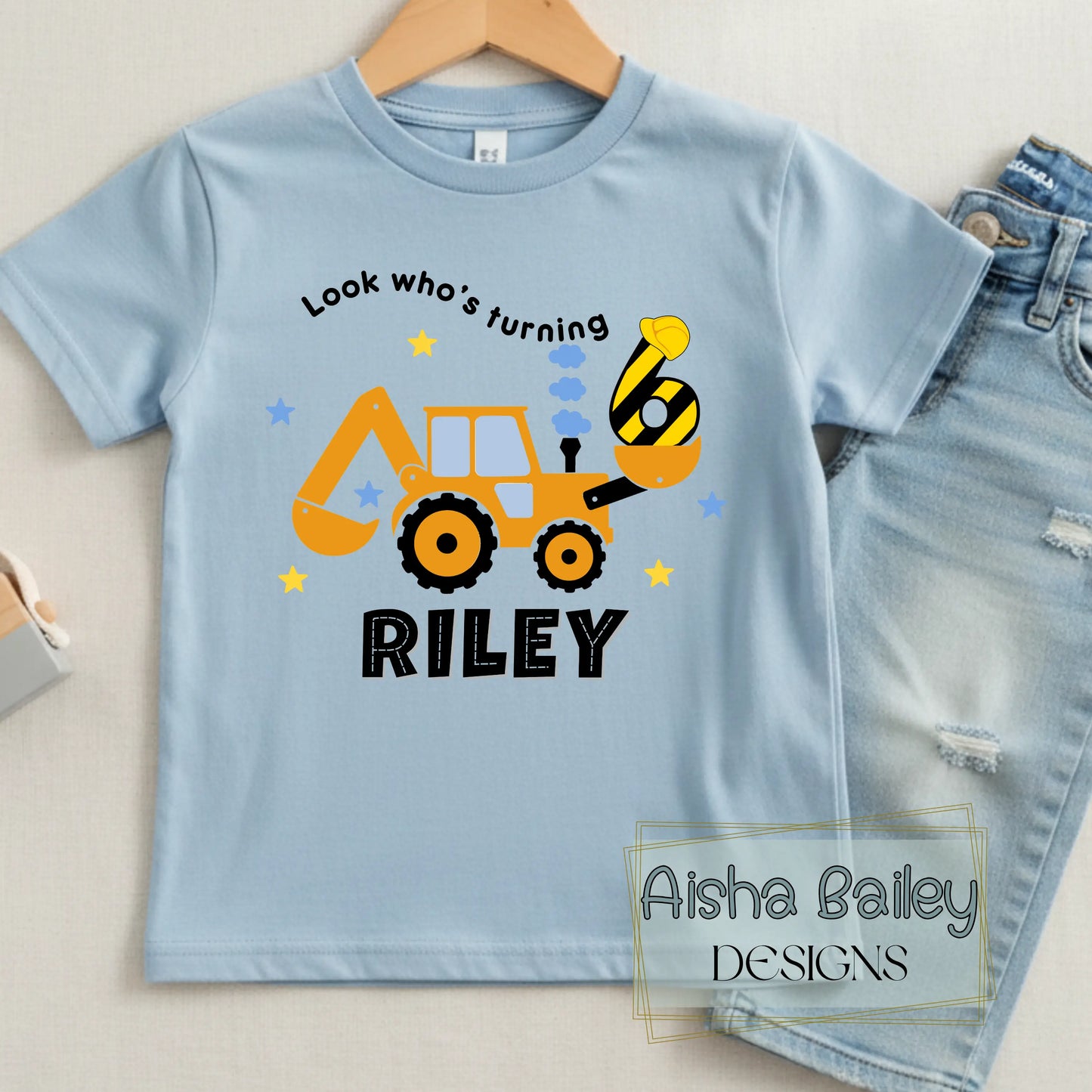 Personalised construction birthday shirt for boys