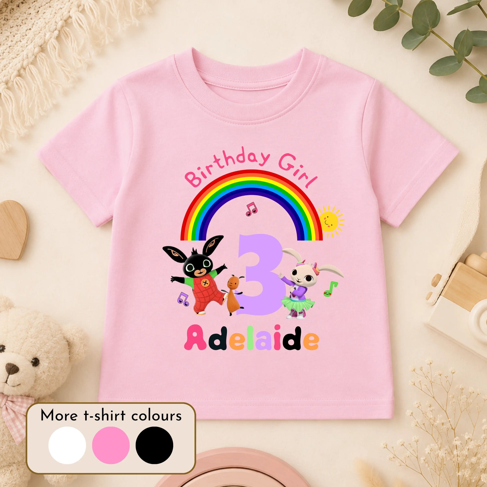 Girls Personalised Bing Bunny with Coco and Gloppy Birthday t-shirt  - any name and age AishaBaileyDesigns