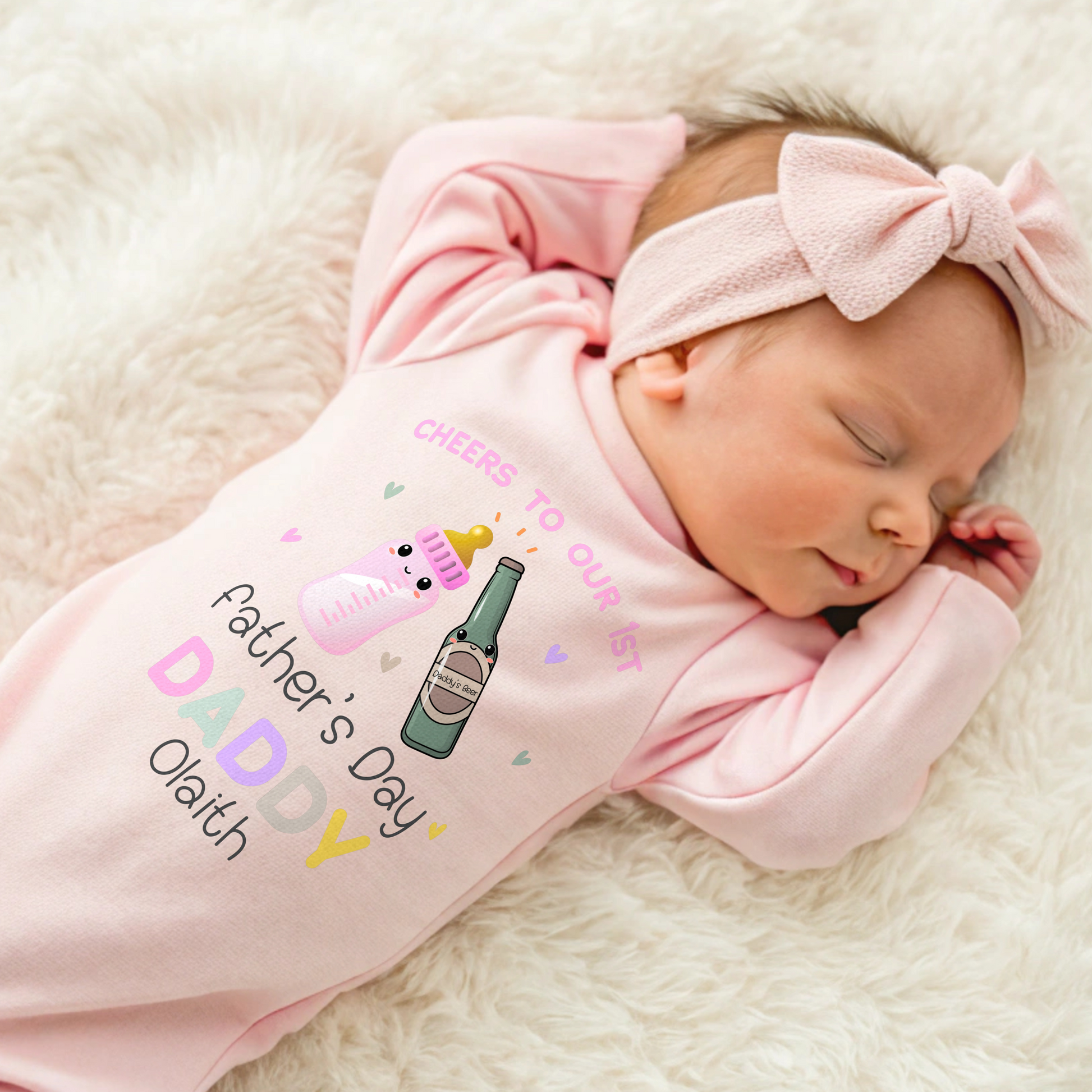 1st Father's Day Outfit, personalised baby gift, 1st Father's day sleepsuit, Newborn baby gift, baby girl first fathers day