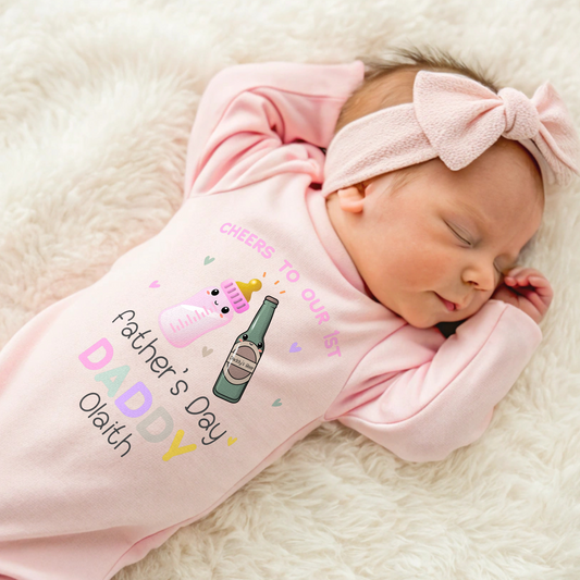 1st Father's Day Outfit, personalised baby gift, 1st Father's day sleepsuit, Newborn baby gift, baby girl first fathers day