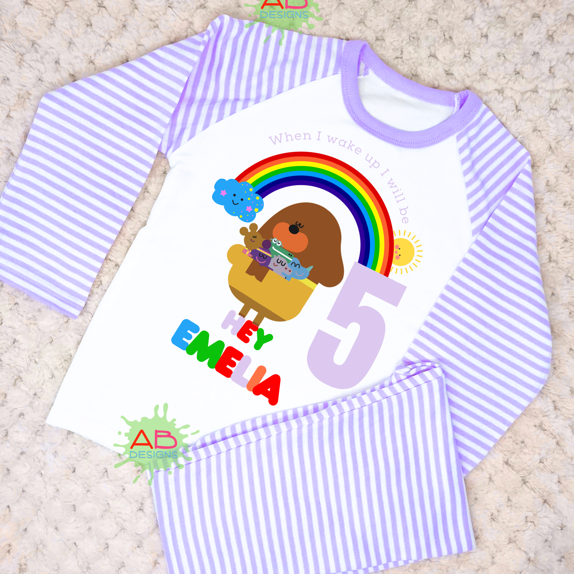 Hey Duggee Birthday Pyjamas, Hey Duggee Personalised birthday Pyjamas for Girls, When i wake up Hey Duggee, hey duggee name number, hey duggee gift