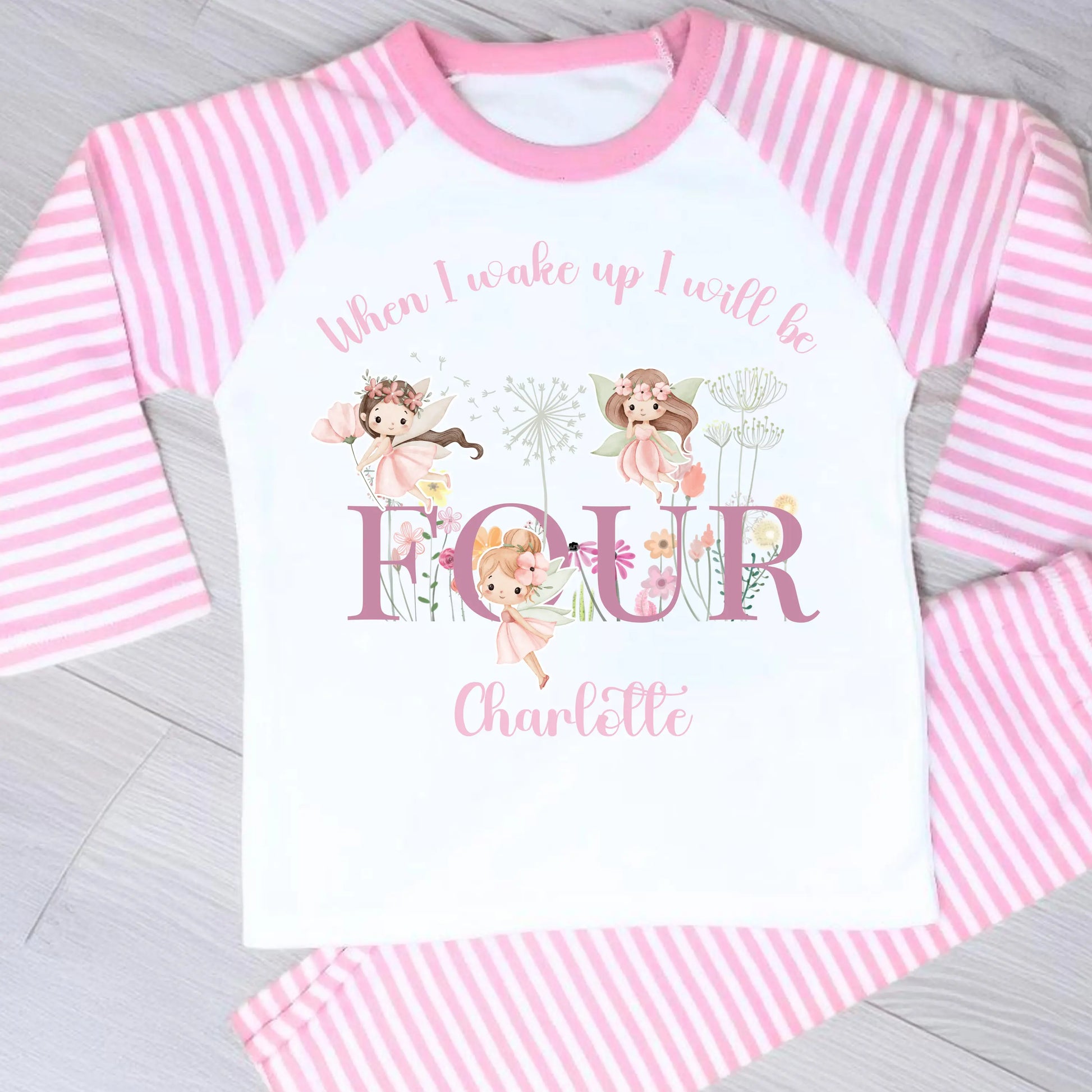 Personalised Fairy Garden Birthday Pyjamas for Girls – When I Wake Up Birthday PJs AishaBaileyDesigns