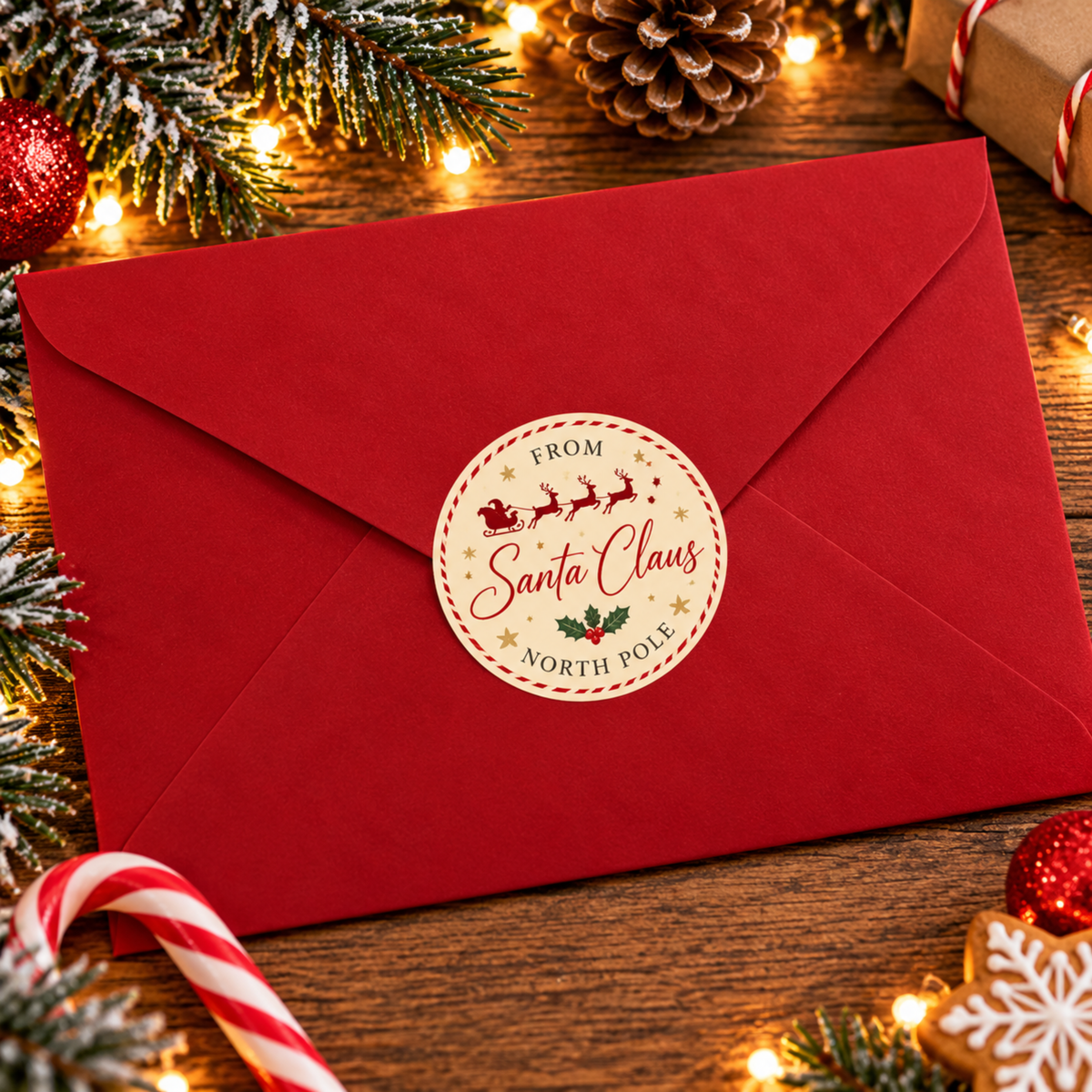 Personalised Letter from Santa Nice List certificate with child's name, Christmas teddy bear and festive red envelope