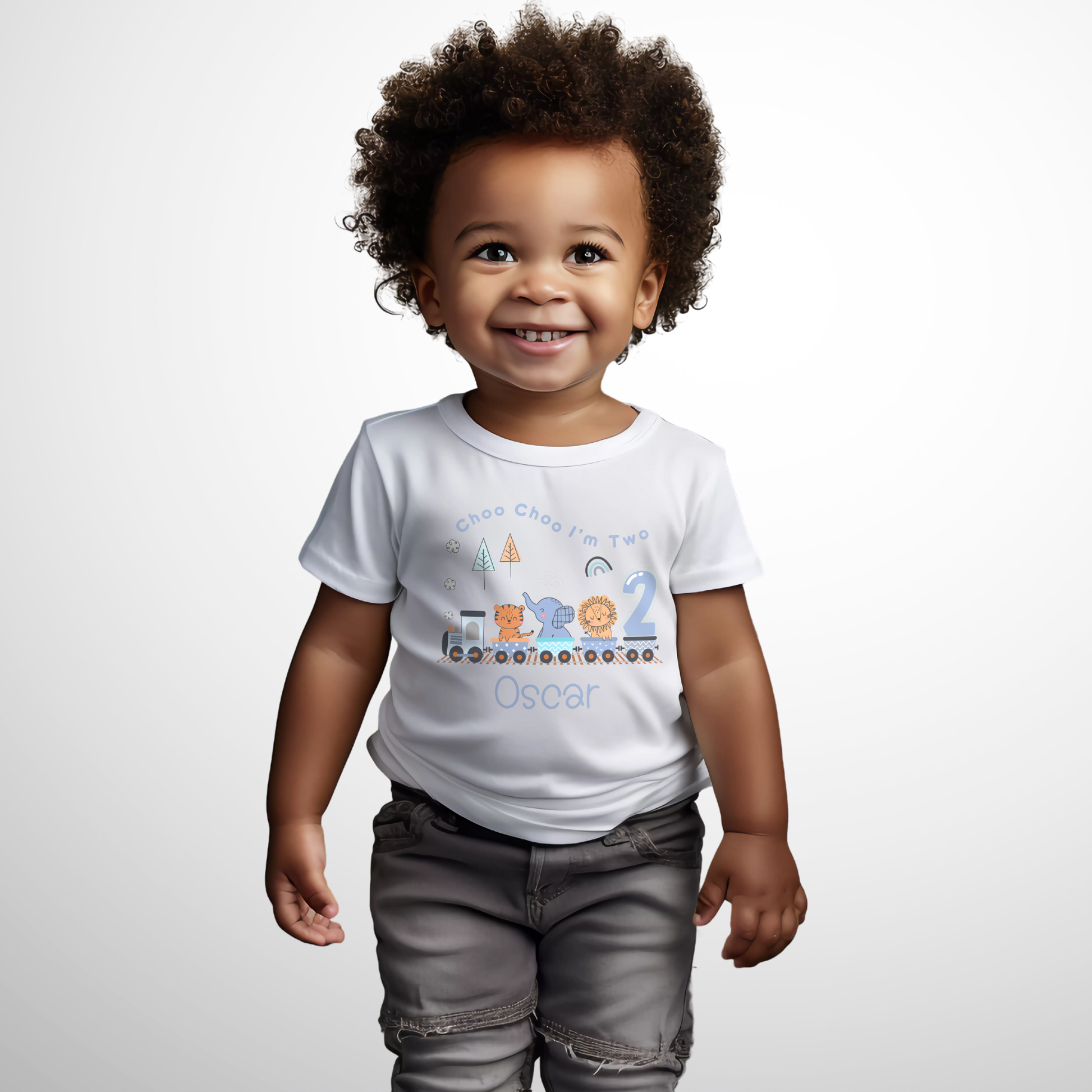 Safari Birthday T-shirt: Personalised Safari Train for Boys, custom animal birthday tee, wild one personalised tshirt, jungle theme birthday tshirt