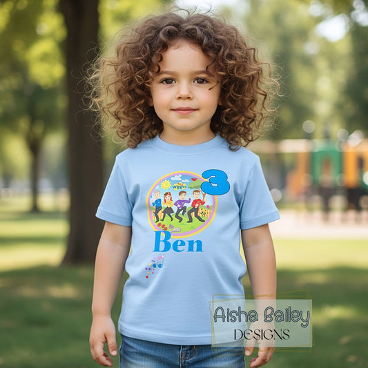 Wiggles birthday t-shirt, boys wiggles tshirt, personalised wiggles with name, custom wiggles birthday, toddler 1st 2nd 3rd birthday, custom birthday boy