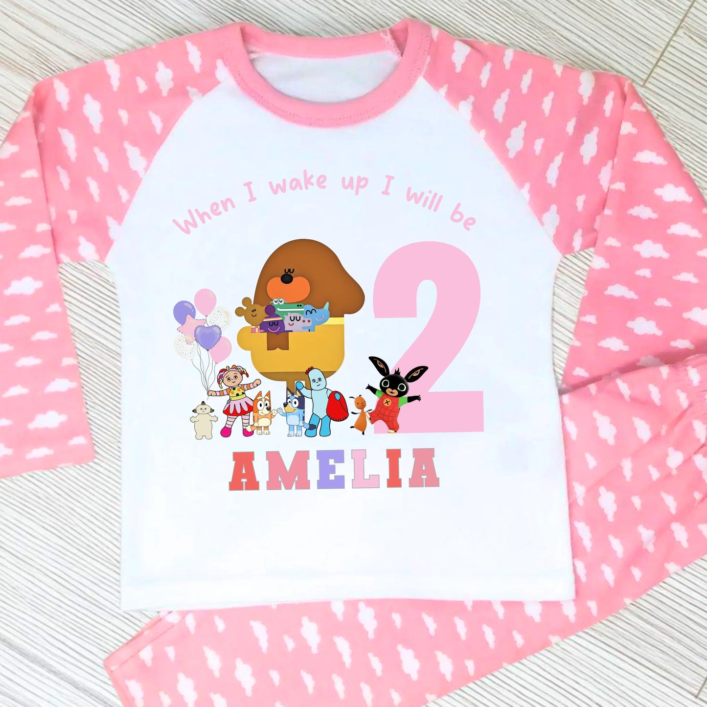 Girls Personalised CBeebies Birthday Pyjamas  - When I Wake Up Cbeebies Character PJs AishaBaileyDesigns