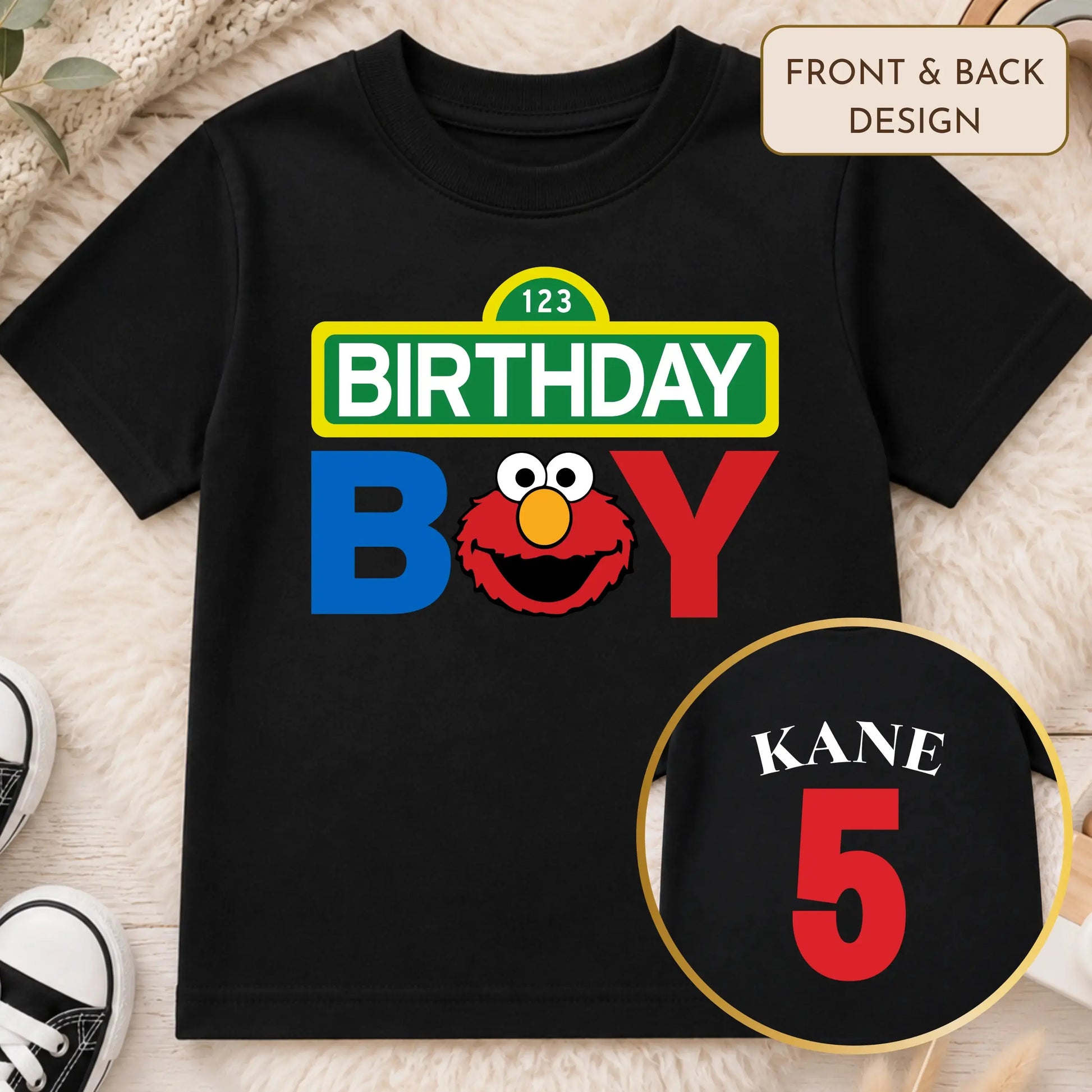 Personalised Elmo Birthday t-shirt  for Boys, Any Name and Age AishaBaileyDesigns