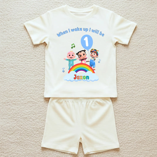 Personalised Cocomelon Short Birthday Pyjamas: Boys Short Birthday PJs AishaBaileyDesigns