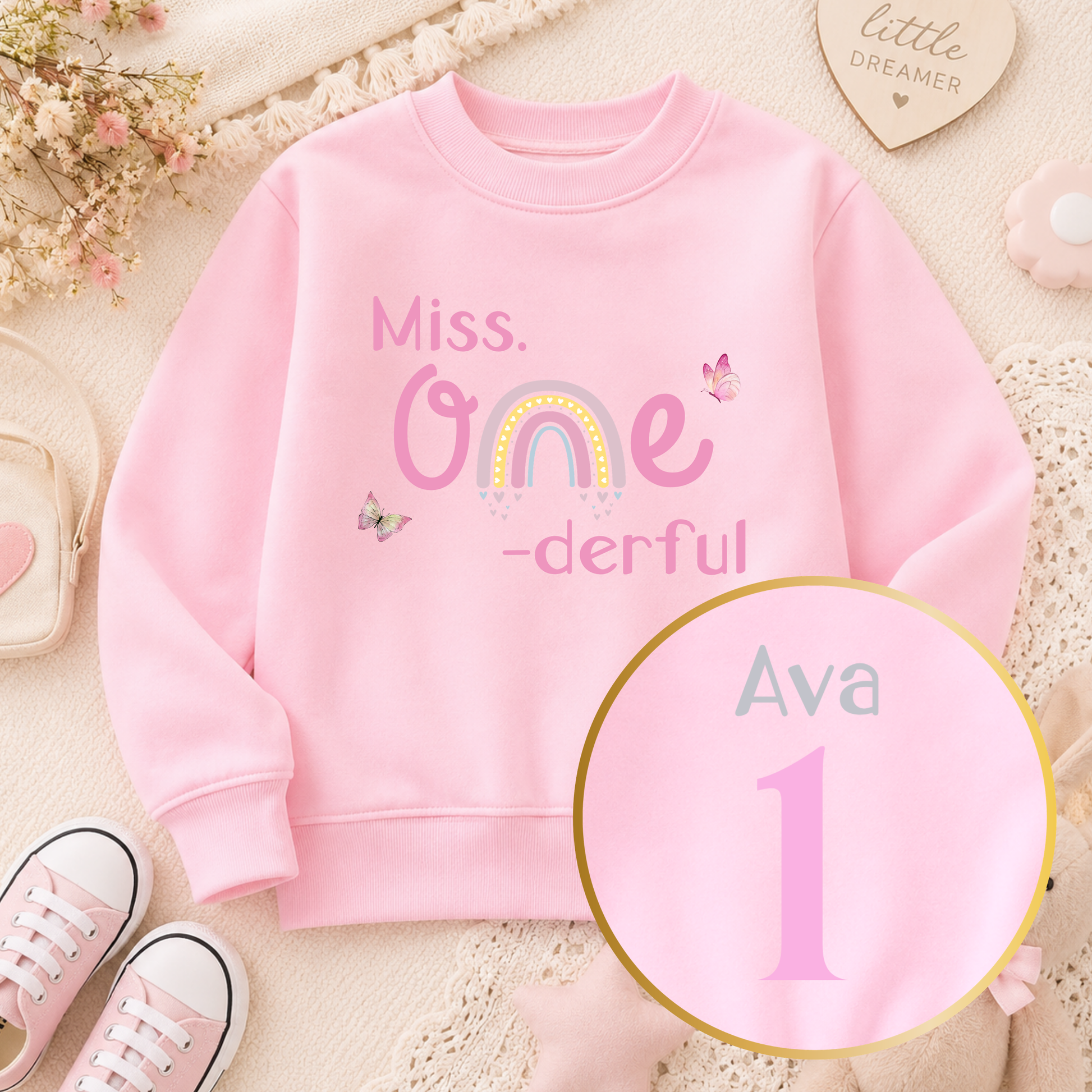 Personalised 1st Birthday Sweatshirt – Girls Miss One-derful Jumper