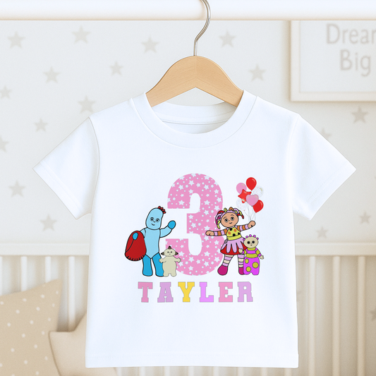 In the night garden birthday t-shirt, custom name shirt, toddler birthday tee
