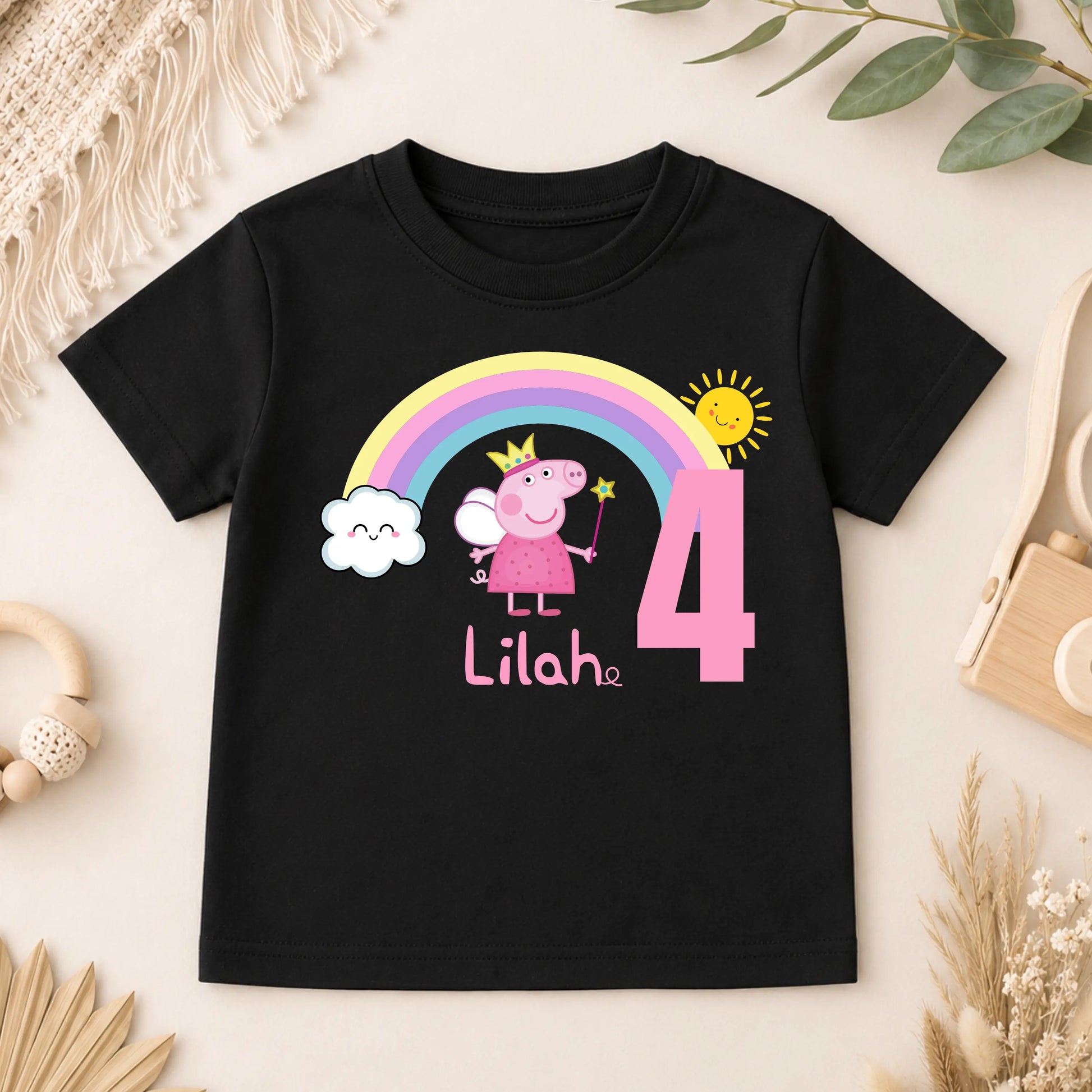 Girls Personalised Peppa Pig Birthday T-shirt - any name and age AishaBaileyDesigns