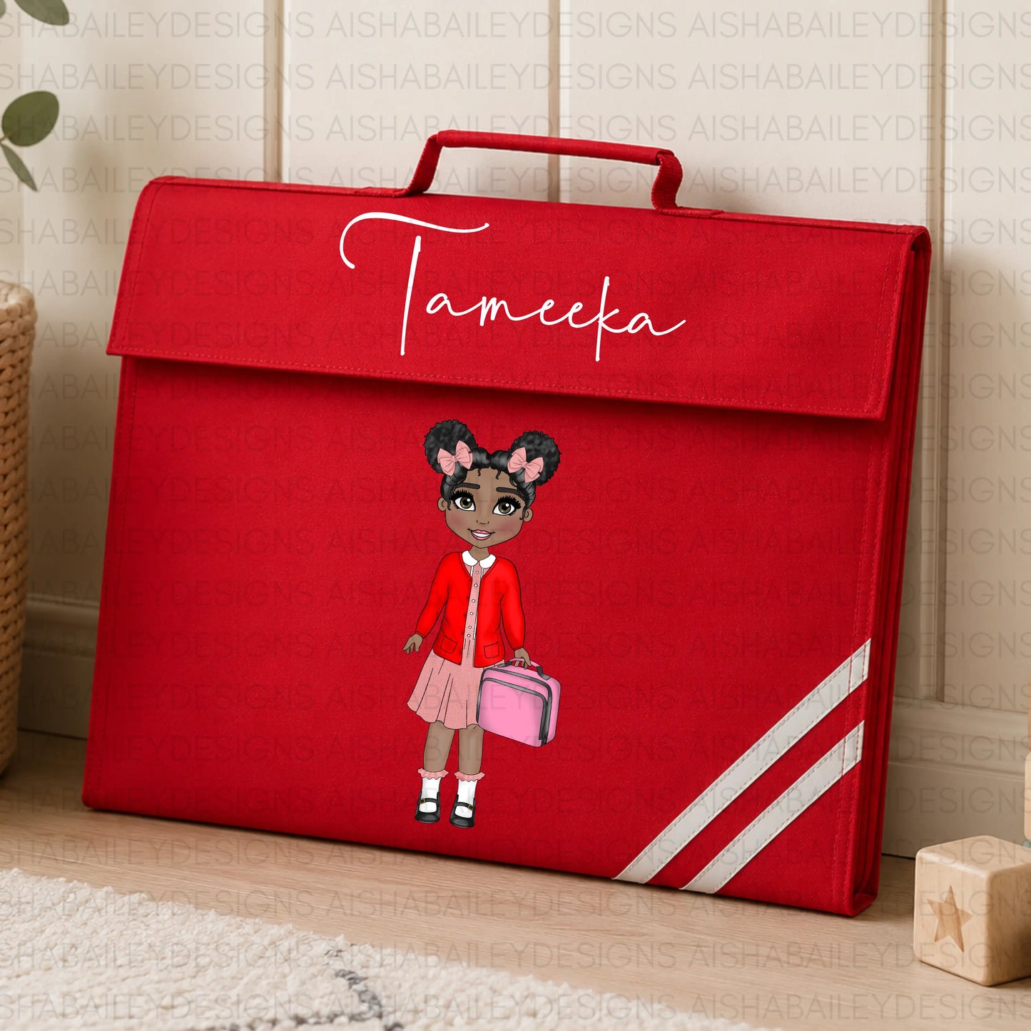 Personalised Back to School Book Bag for Girls | Custom Kids Character Design AishaBaileyDesigns