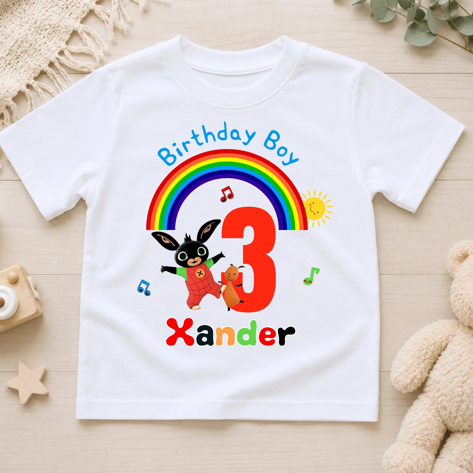 Boys Personalised Bing Bunny Birthday t-shirt with Gloppy bunny - any age and name AishaBaileyDesigns