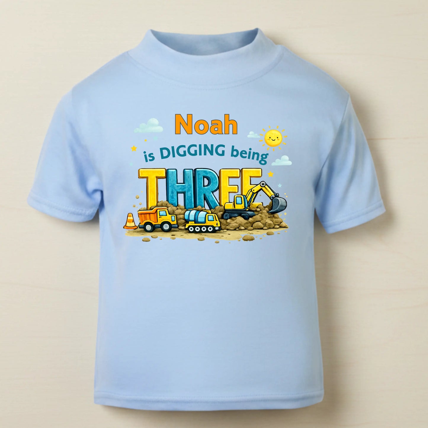 Personalised Digger Birthday T-Shirt for Boys – Custom Construction Birthday Outfit AishaBaileyDesigns