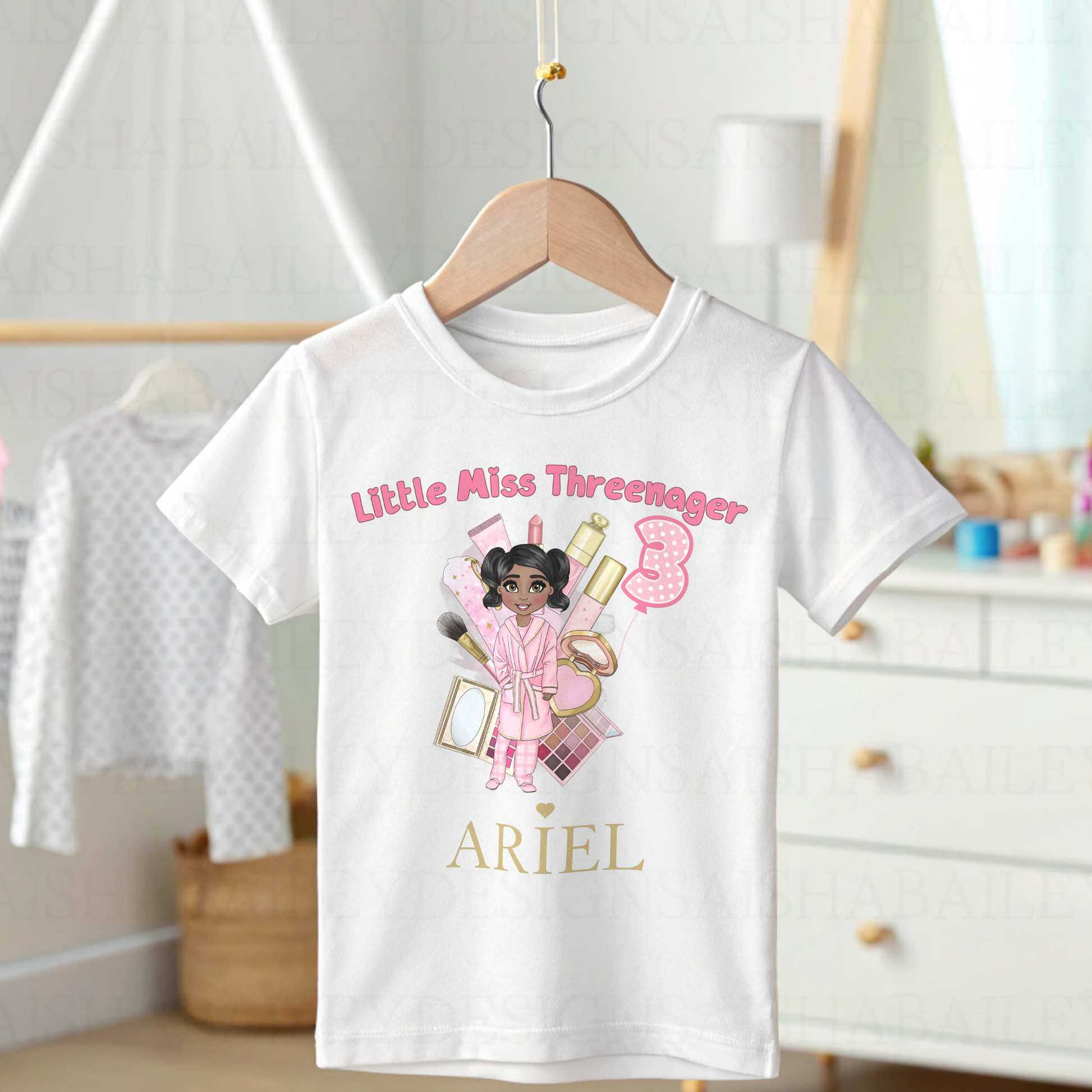 Threenager toddler t-shirt, toddler personalised teeshirt, third birthday tee, personalised 3rd, little miss threenager tee