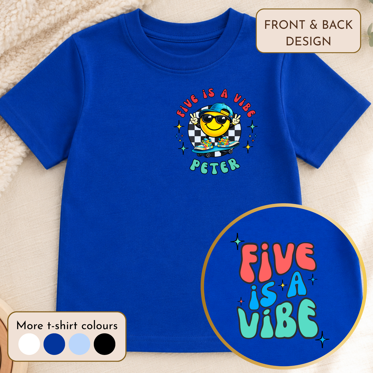 Personalised Boys Five is a Vibe Birthday T-shirt - 5th Birthday Tee AishaBaileyDesigns