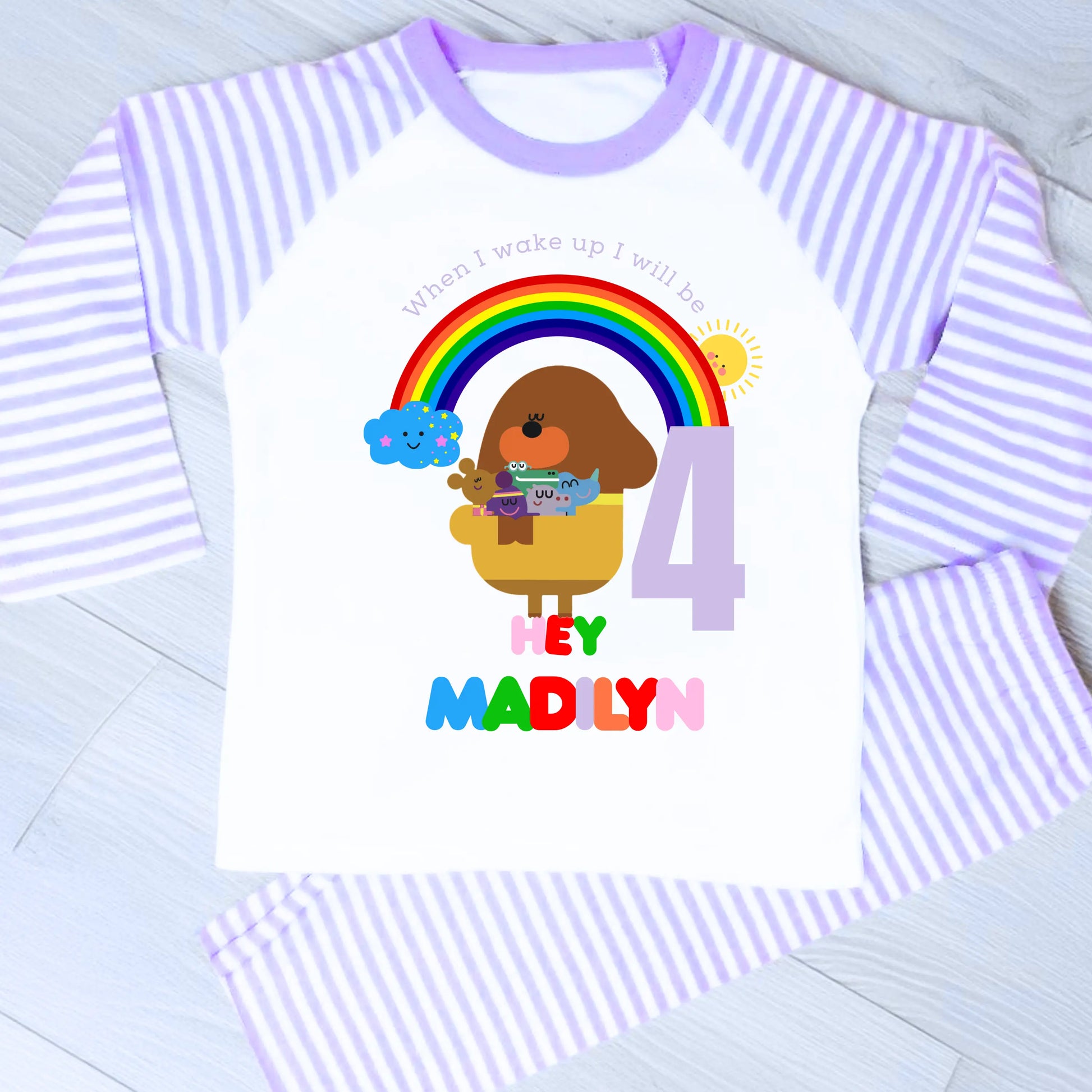 Girls Personalised Hey Duggee Birthday Pyjamas, When I Wake up I Will be AishaBaileyDesigns