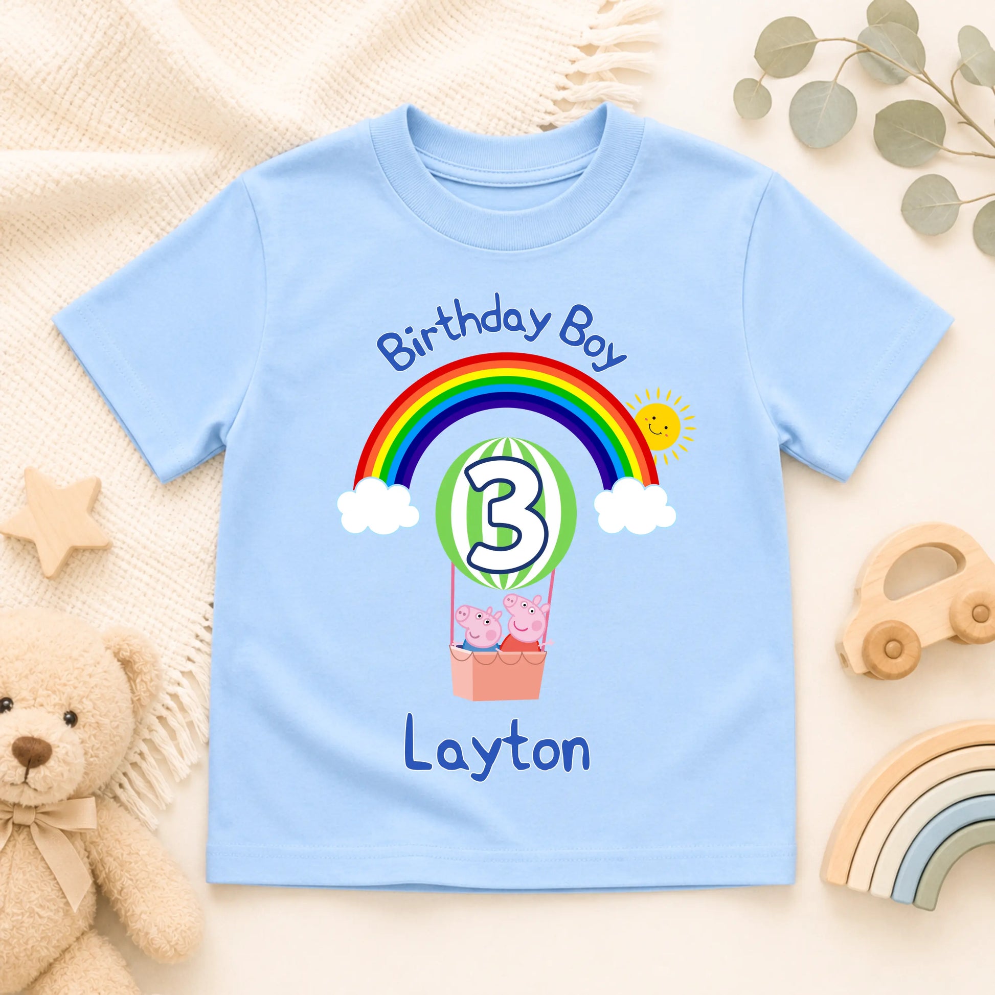 Personalised Peppa and George Pig Birthday T-Shirt for Boys - Any Name and Age AishaBaileyDesigns