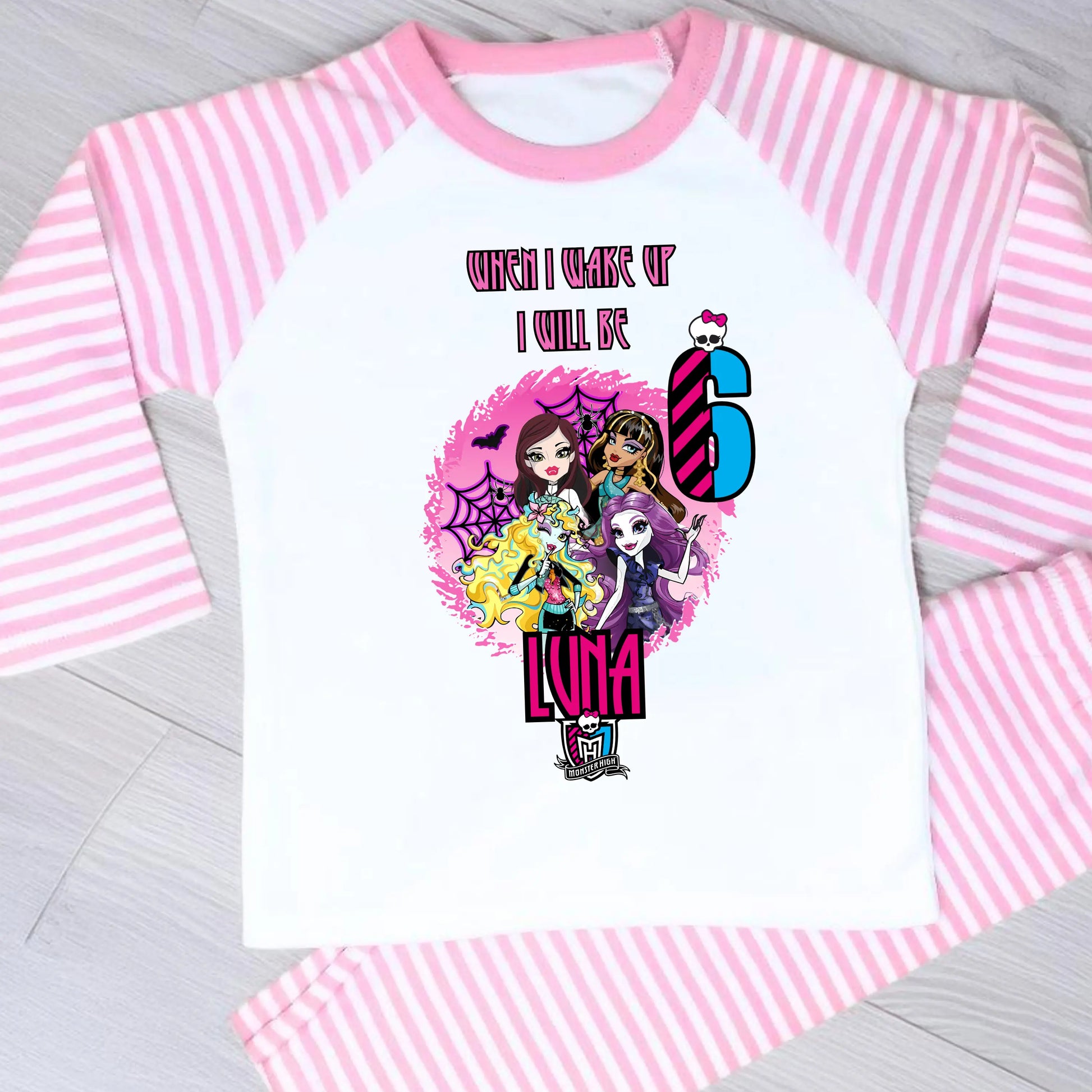 Girls Personalised Monster High Birthday Pyjamas - When I Wake up I Will Be AishaBaileyDesigns