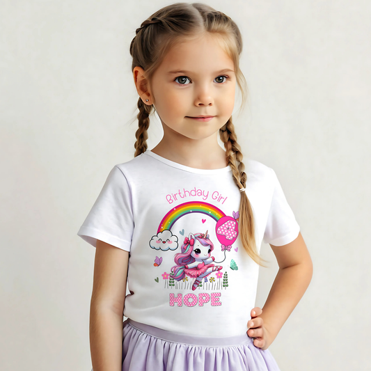 Unicorn birthday t-shirt, unicorn gift for girl, unicorn tee with name, personalised unicorn gift ideas, birthday girl tee