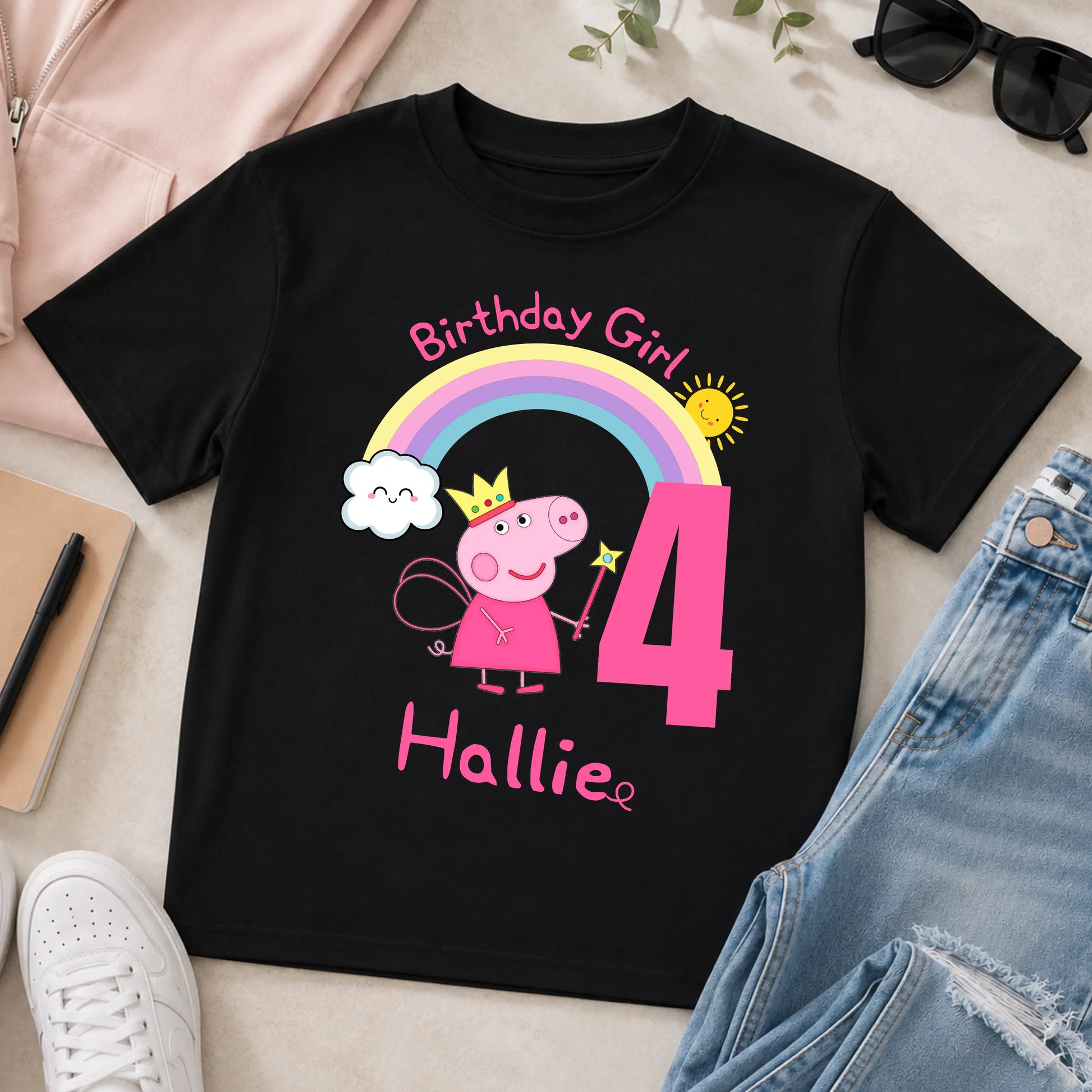 Girls Personalised Peppa Pig Birthday T-shirt  - any name and age AishaBaileyDesigns