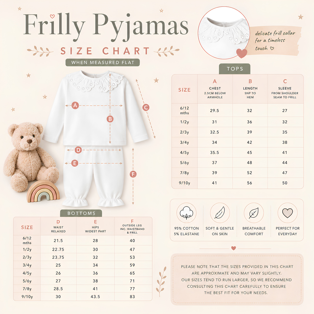 Personalised First Christmas Pyjamas for Girls with embroidered pink plaid tartan bow, gold hearts and name on white pyjamas