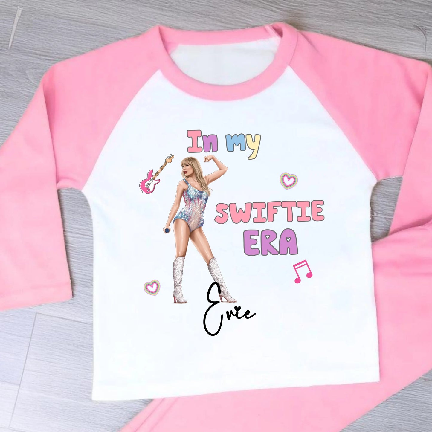 Personalised Taylor Swiftie pyjamas with her custom name. Perfect for everyday wear for Taylor Swift fans